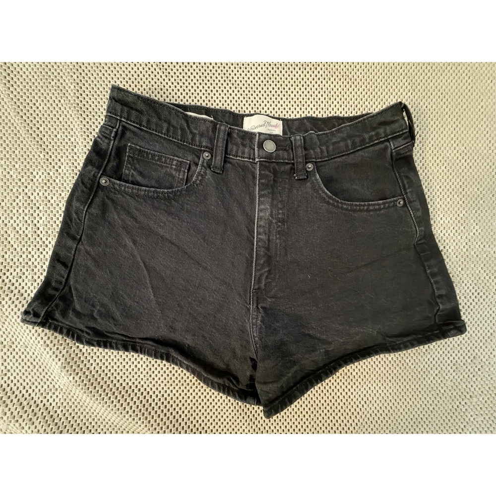 Universal Thread Shorts Women 8 Black 90s Cutoff Denim High Rise Raw Hem Stretch